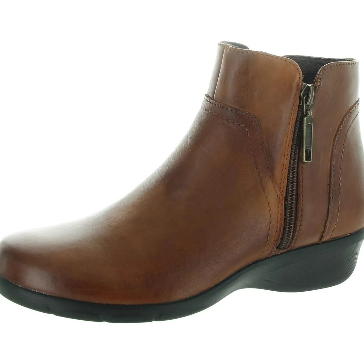 Zipper Leather Ankle Boots