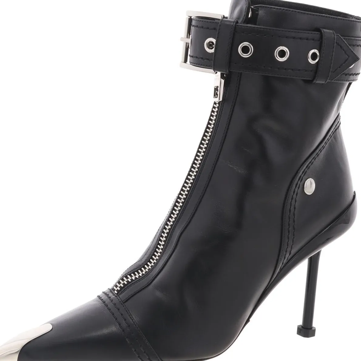 Zipper Leather Ankle Boots