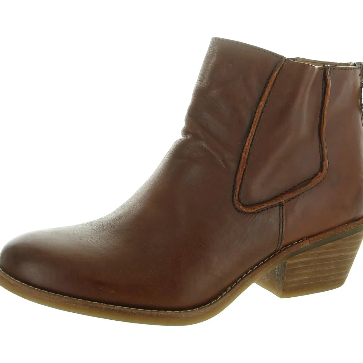 Zipper Leather Ankle Boots