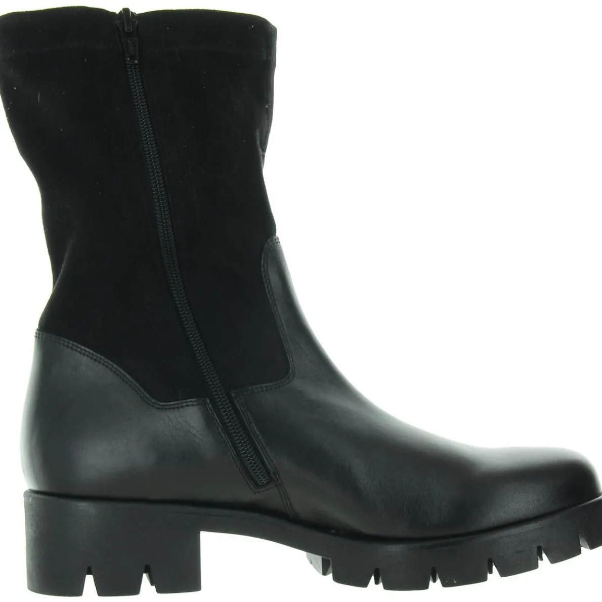 Zipper Leather Mid-Calf Boots