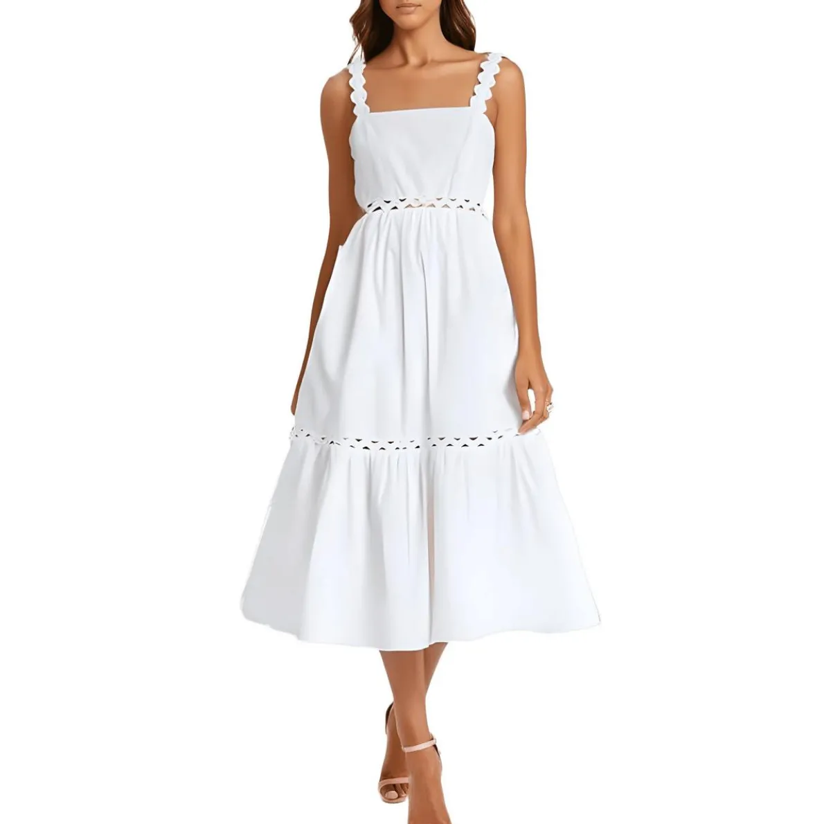 Square Neck Sleeveless Midi Dress