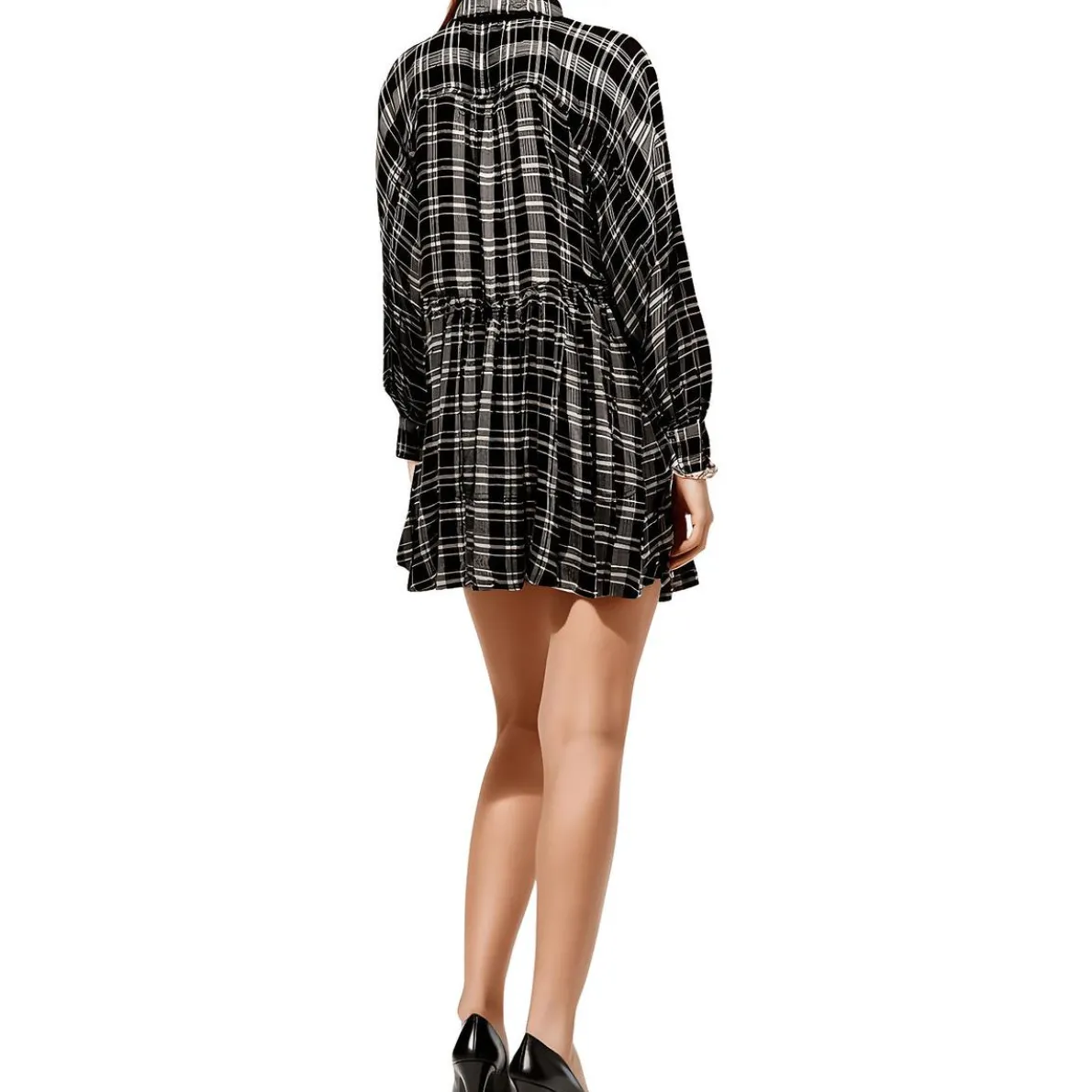 Plaid Rayon Mini Dress